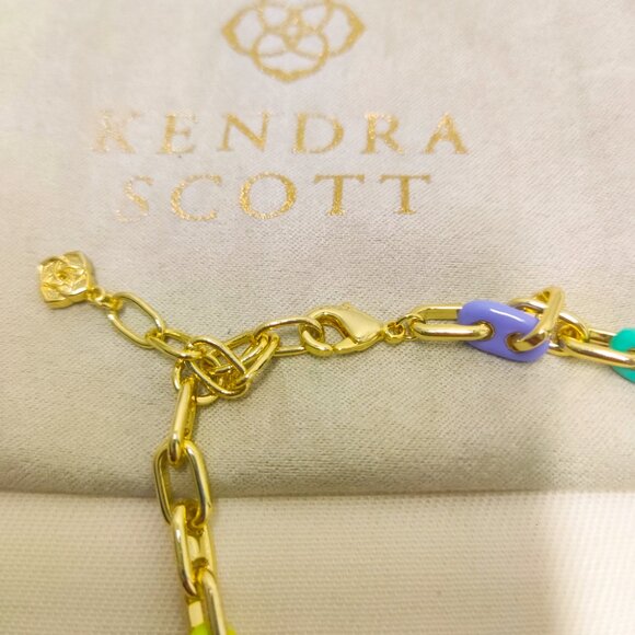 Kendra Scott Bailey Gold Rainbow Multi Mix Chain Bracelet on-trend Jewelry - Picture 4 of 4